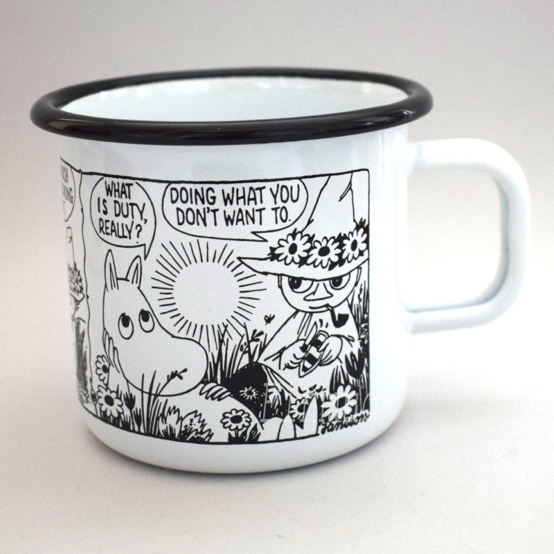 Emalj muminmugg: Moomin's shop tove 100 #3, 3,7dl (2013-2014)