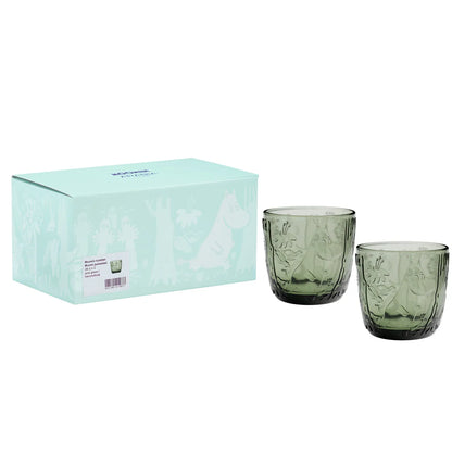 Moomin Glass: Pine green 2pc