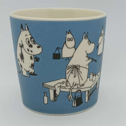 Moomin Mug: Painting Moomins, Blue (1990-1996) (Well used)